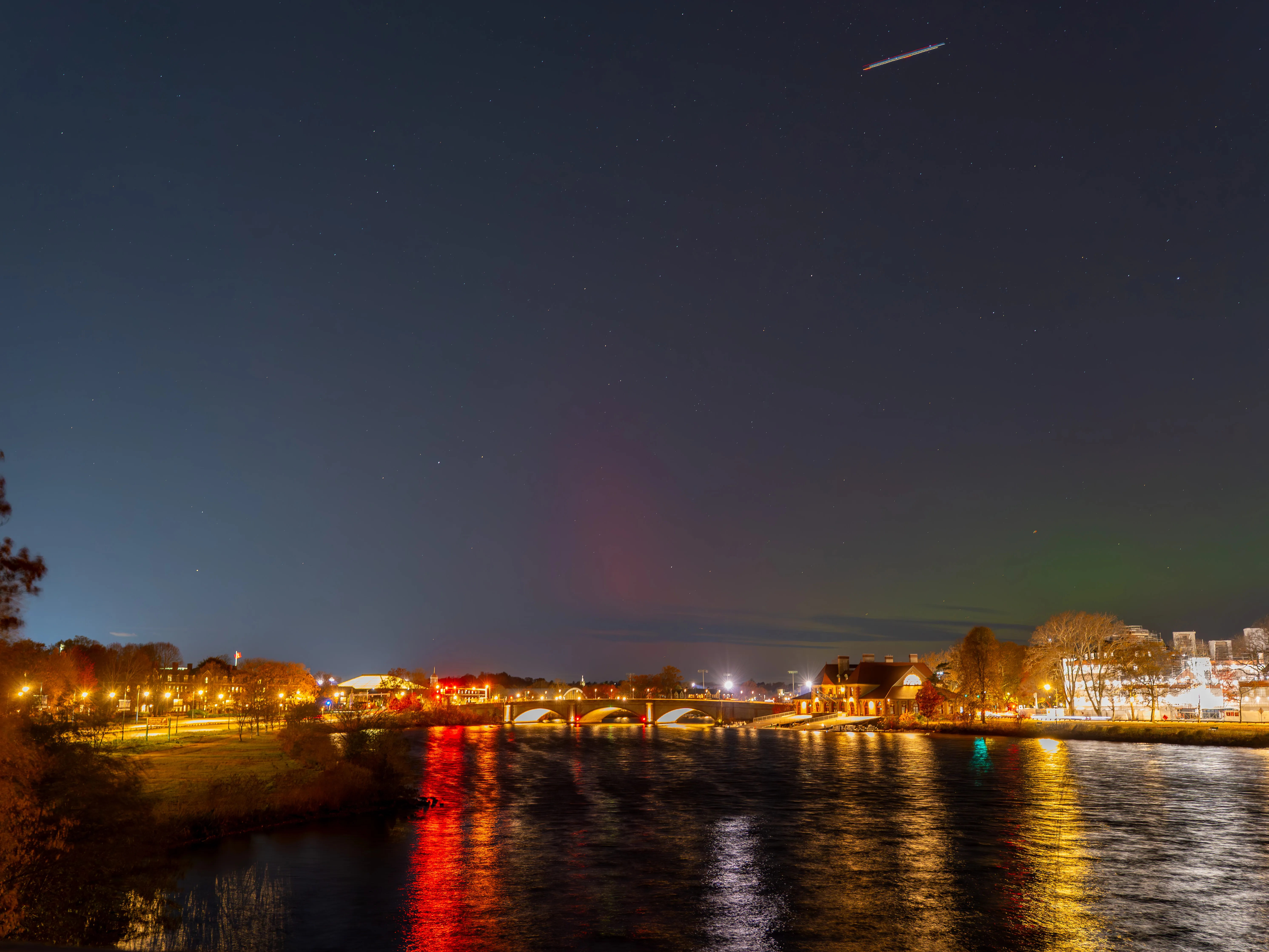Northern Lights over Charles River in Boston, MA